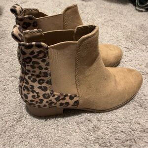 Leopard Print Tan Ankle Boots